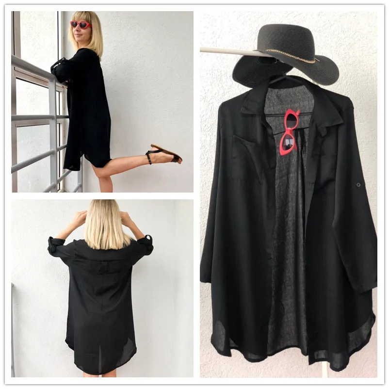 Шифоновая Пляжная накидка Пляжное Платье размера плюс купальный костюм кафтан