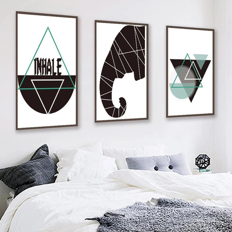 Минималистичный художественный постер на холсте в скандинавском стиле с черно