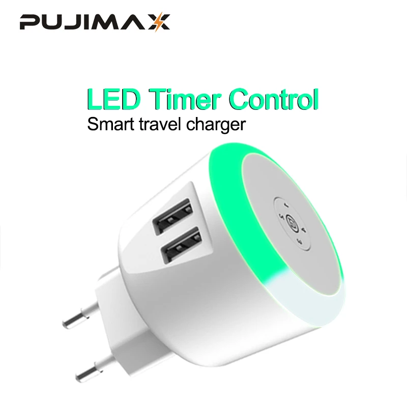 PUJIMAX 5V2. 1A светодиодный Таймер управление Смарт зарядное устройство для путешествий двойной usb Индуктивная зарядка для iPhone samsung Xiaomi зарядное устройство для мобильного телефона