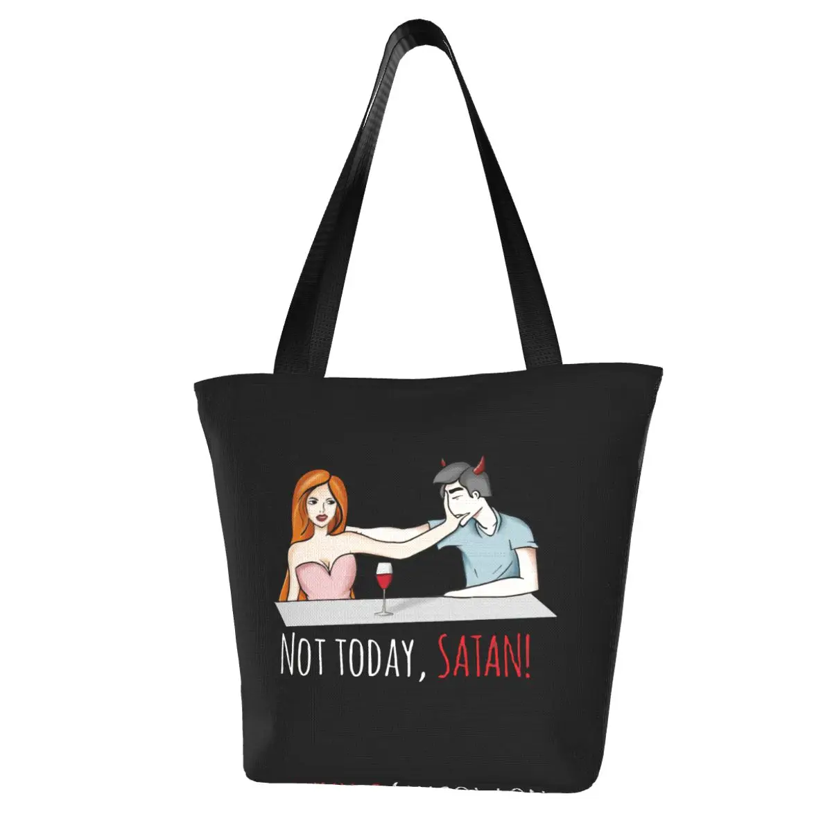 Not Today Satan! Today Not Satan! Vino Wine Shopping Bag Aesthetic Cloth Outdoor Handbag Female Fashion Bags
