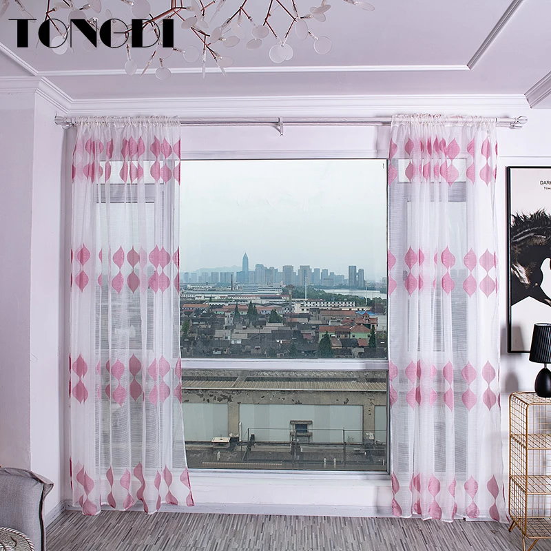 Белая Тюлевая занавеска TONGDI с принтом элегантные цветочные занавески прозрачные