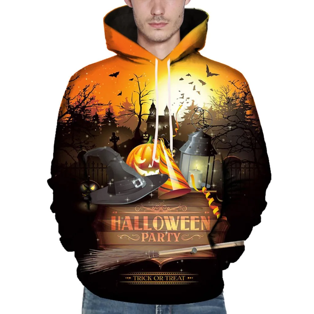 Модный свитер унисекс на Хэллоуин для мужчин и женщин режим 3D печать с длинным