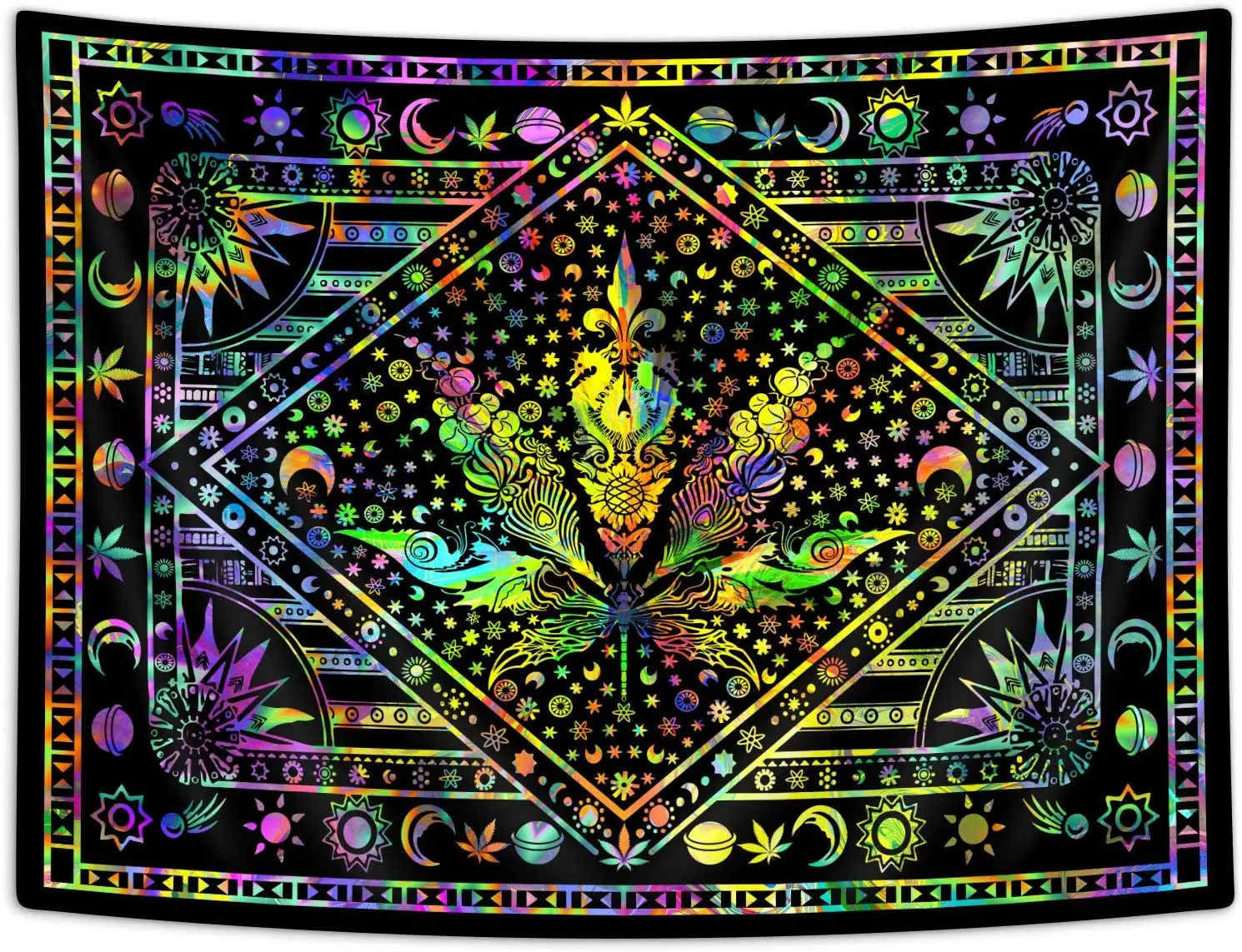 

Dye Weed Marijuana Leaf Mystic Trippy Hippie Wall Hanging Tapestry Home Decor for Bedroom Living Room Dorm Apartment
