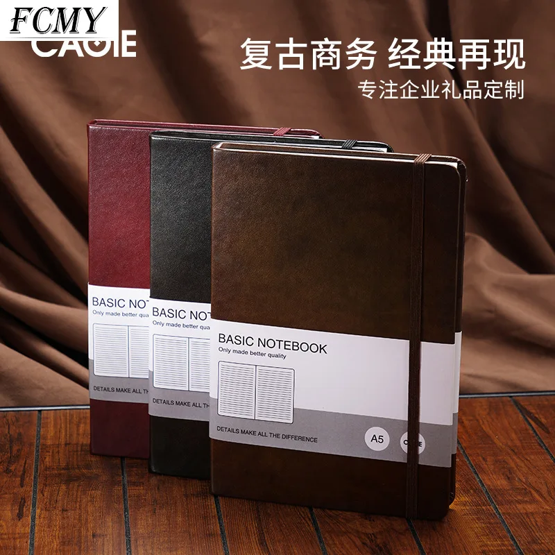 

Business Diary Notebook A5 PU Travelers Journal Thicken School Office Meeting Record Notepad Handbook Notebooks for Students