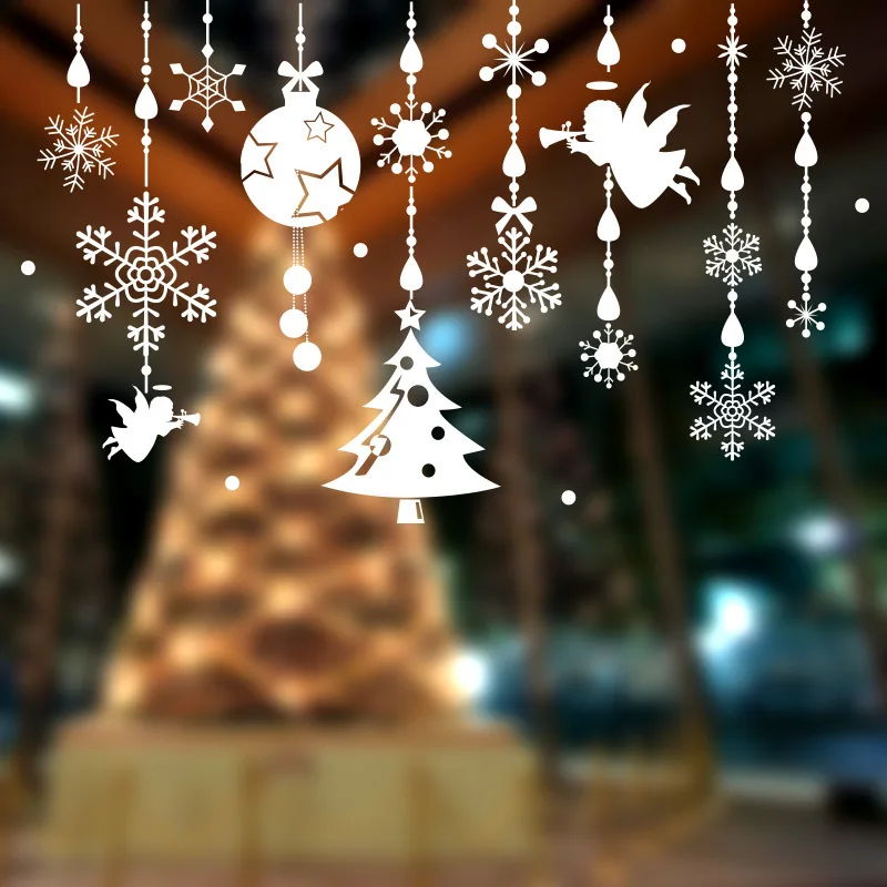 60*90cm Wall Sticker Christmas Angle Series Background Glass Shop Living Room Display Decoration 2019 | Дом и сад