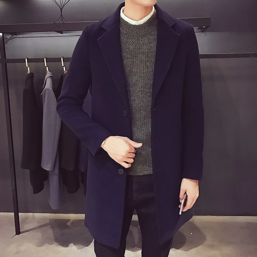 

Gabardina informal de lana y mezclas para hombre, abrigo masculino de estilo Punk, a la moda, abrigo antipolvo, 2021