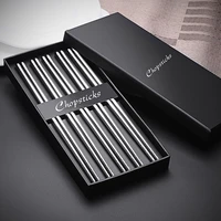 10 pairs 304 stainless steel chinese chopsticks metal chop sticks set kitchen tableware non slip silver baguette chinoise sushi