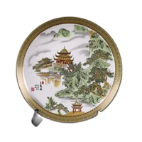 chinese old porcelain pink landscape pattern appreciation plate
