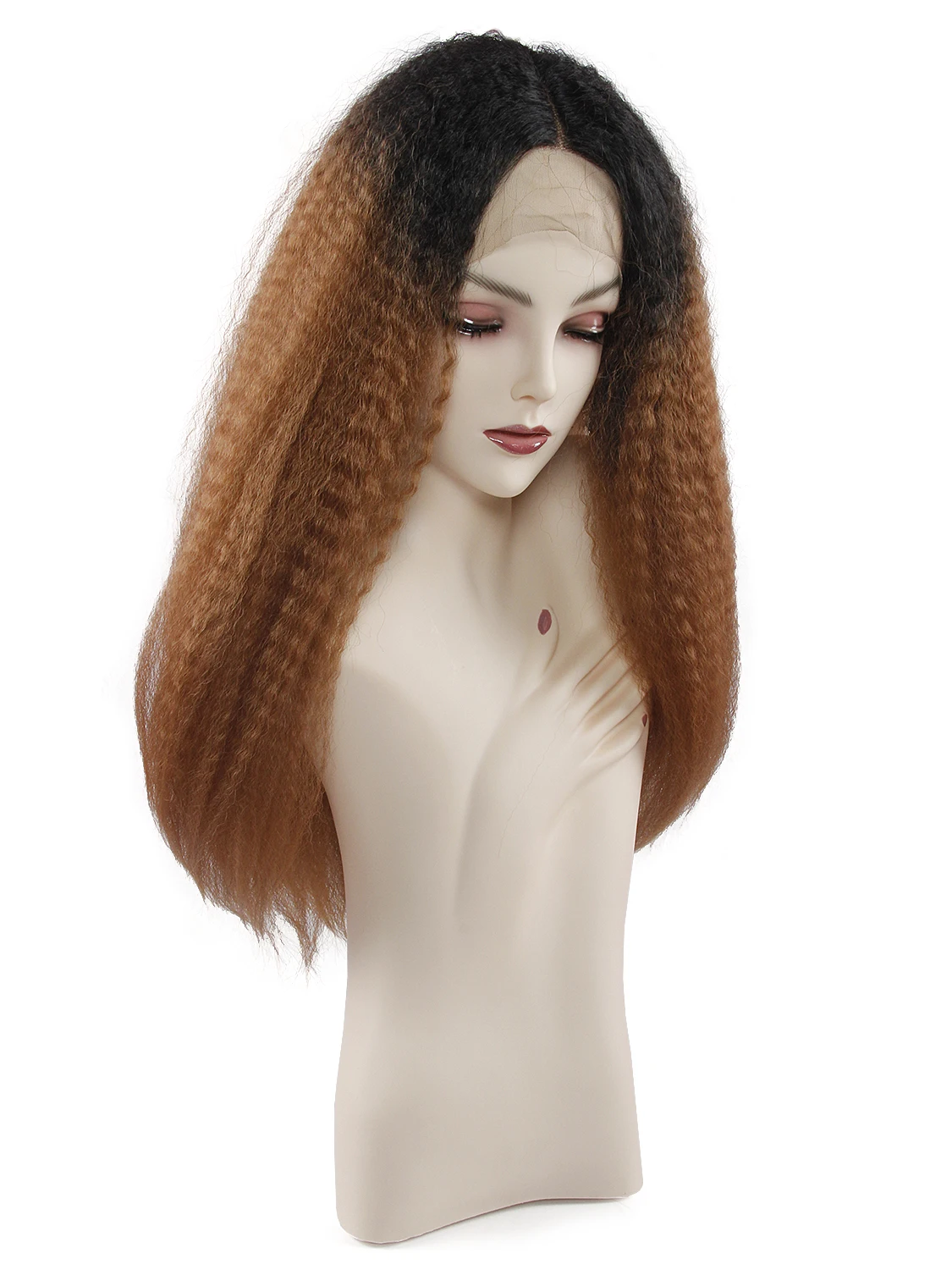 24 ''синтетический парик на кружеве для женщин Омбре коричневый кудрявые