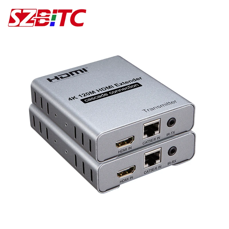 SZBITC 4K HDMI удлинитель 120 м кабель Cat5e/Cat6 ESD Защита RX такая же как TX каскадная передача