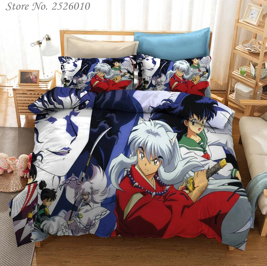 

Anime Inuyasha 3D Printed Bedding Set King Duvet Cover Pillow Case Comforter Cover Adult Kids Bedclothes Bed Linens 01