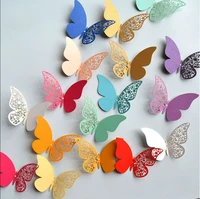 12pcs half hollow 3d butterfly wall sticker for wedding home decoration butterflies on the wall rooms decor multicolor stickers