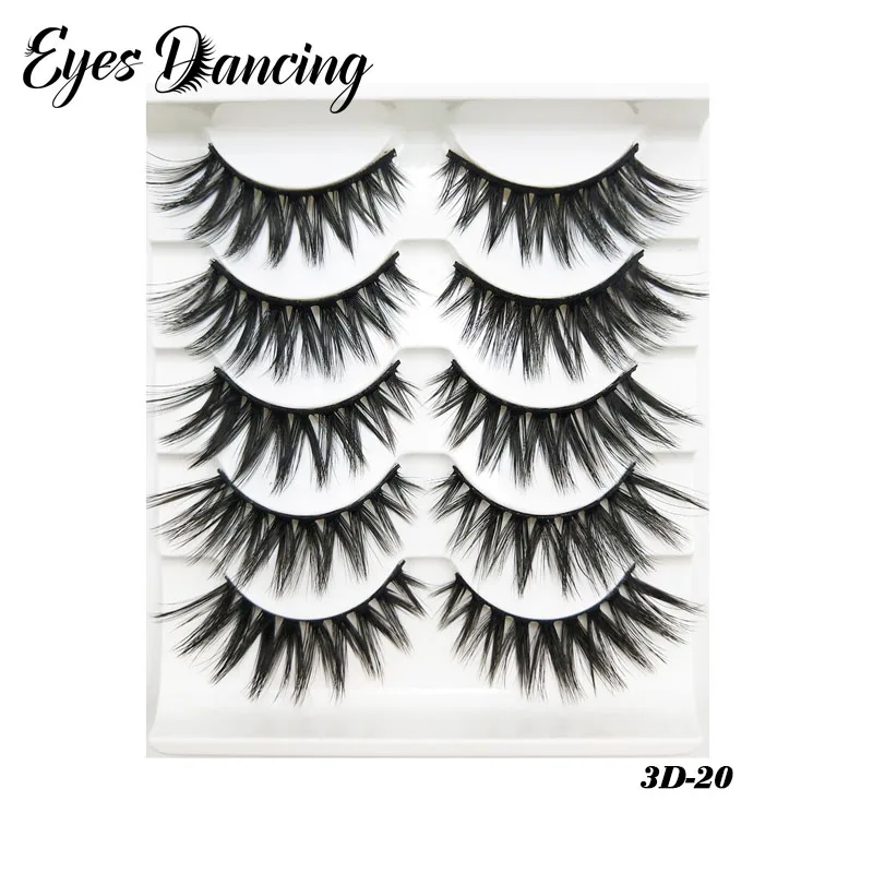Глаза Танцы партия из 5 пар 3D искусственная норковые ресницы натуральные длинные