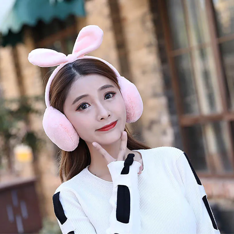 Calymel меховые наушники с кроличьими ушками зимние теплые удобные для женщин