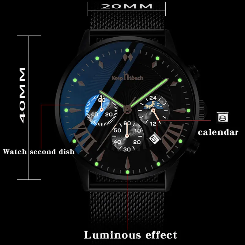 Часы наручные мужские кварцевые с 6 иглами роскошные многофункциональные