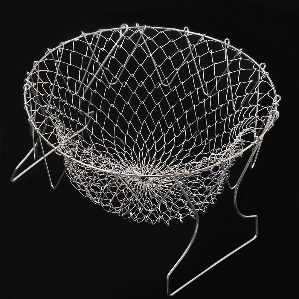 

Collapsible Stainless Steel Colander Steam Rinse Strainer Cooking Basket Foldable French Fries Basket Fryer Kitchen Tool