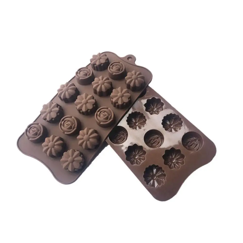 15 полости силиконовые формы шоколада с 3 цветками Форма DIY шоколад Fondant (сахарная)