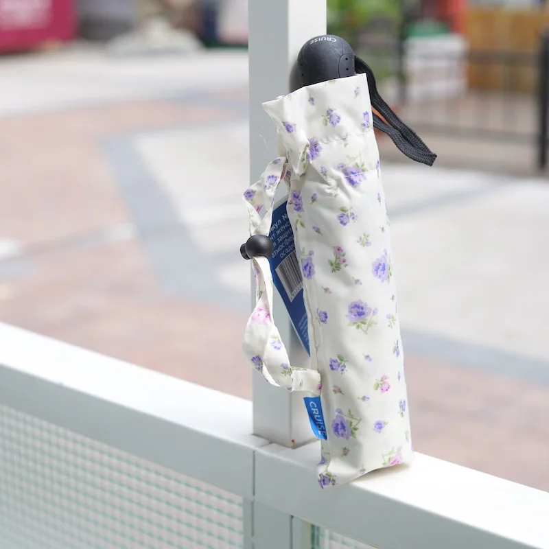 Женский зонт белый фиолетовый сиреневый цветочный для девушек складной