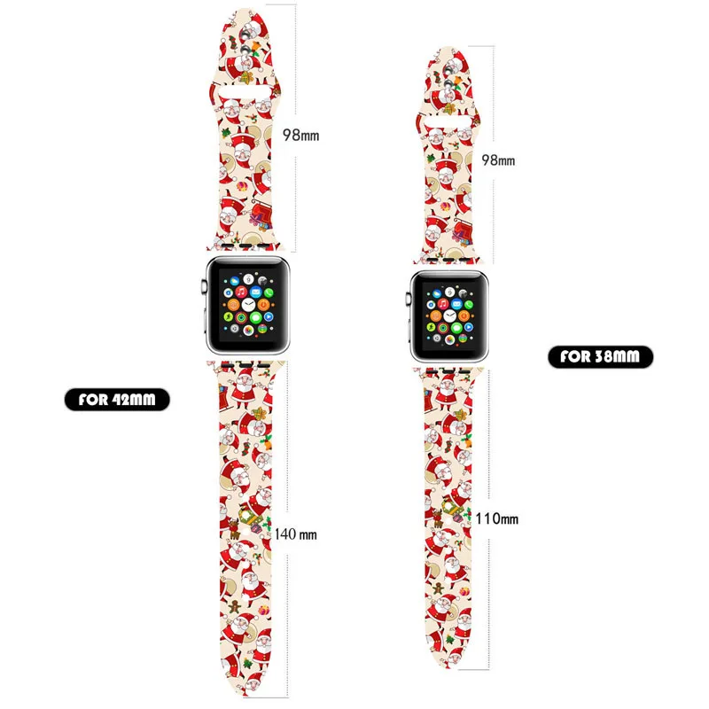 Рождественский спортивный ремешок для Apple Watch 38 40 42 44 мм силиконовый браслет со