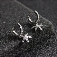 new simple titanium steel zircon inlaid starfish earrings womens exquisite social temperament earrings korean fashion jewelry