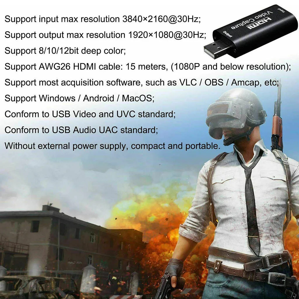 Карта видеозахвата HDMI USB 1080P HD рекордер для игр/видео в реальном времени поддержка