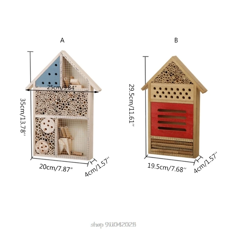 

Natural Wooden Insect House Hotel Bee House Hive Habitat for Ladybugs Ladybirds lacewings Butterfly Mason D10 20 Dropship