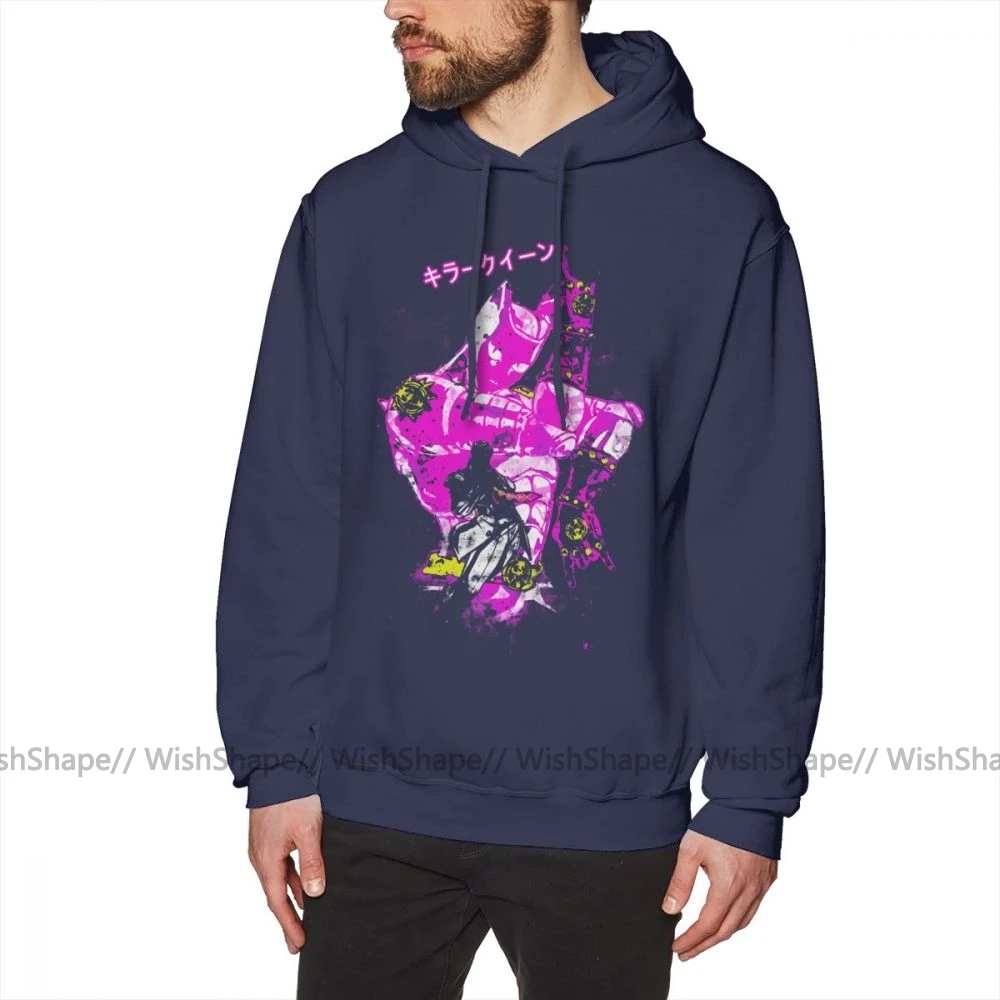Jojo Толстовка Killer queen толстовки хлопок свободный пуловер худи мужской красный XXXL Зима хороший длинный рукав толстовки - Цвет: Navy Blue