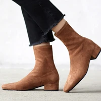 ins hot women boots british style plus size stretch boots casual flock european and american boots women pigskin lining insole