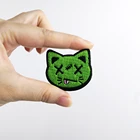 Милый маленький зеленым кошачьим Вышивка Патчи Наклейки Утюг на аппликация на одежду с персонажами мультфильмов; Шляпы заплаты куртки