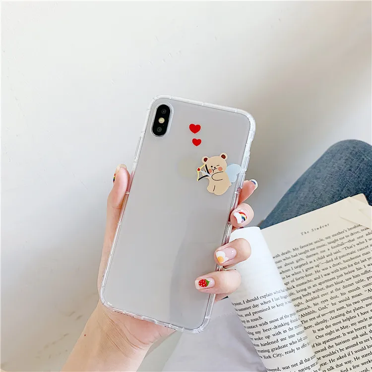 Niceking для iPhone 6, 6s, 7, 8 Plus, X, XR, XS Max, чехол с милым мультяшным медведем, Кроликом, мягкий ТПУ чехол для телефона, для iPhone 11 Pro, Max, чехол