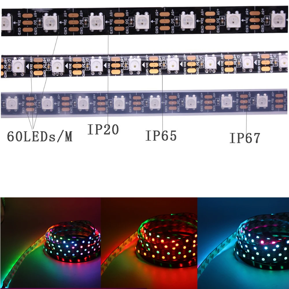 Светодиодная лента WS2812B с RGB-подсветкой 30/60/144 светодиодов IP30/65/67 5 В | Освещение