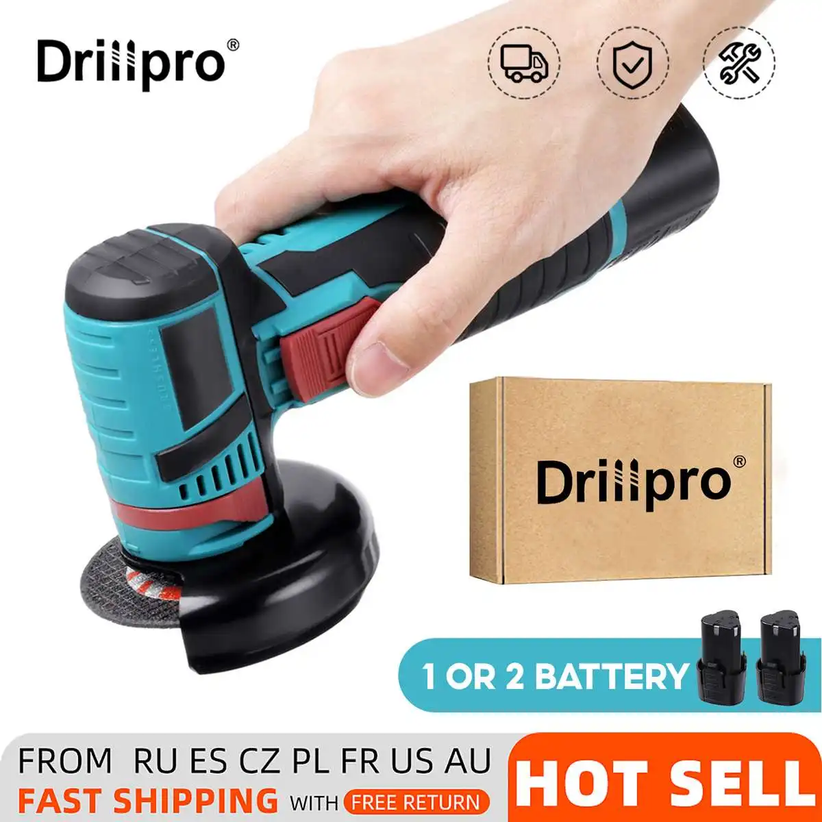 

Drillpro 12V Brushless Cordless Electric Angle Grinder Wood Metal Polishing Cutting Power Tool Mini Cutter With 1/2 Li-Battery