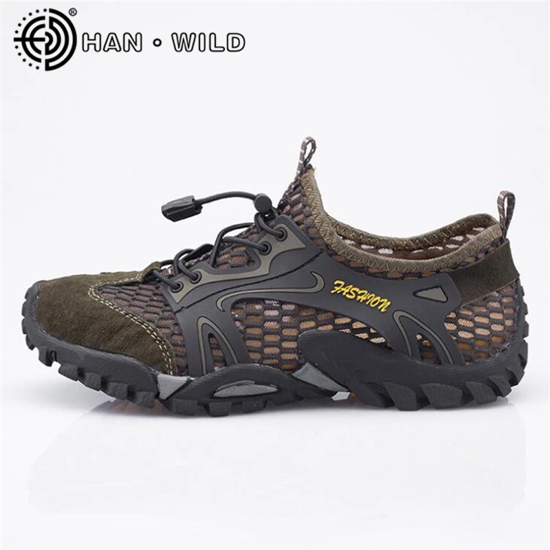 Дышащие мужские походные туфли кроссовки на шнуровке замша и сетка Уличная