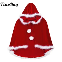 little girls christmas mrs santa claus hooded cape cloak christmas cosplay party princess winter warm costume redgreen