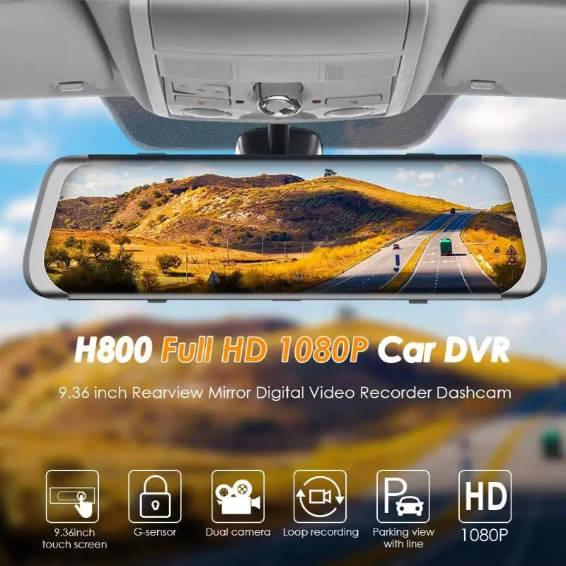 H900 Full HD 1080P Автомобильный видеорегистратор Камера 9 88 дюймов зеркало заднего вида