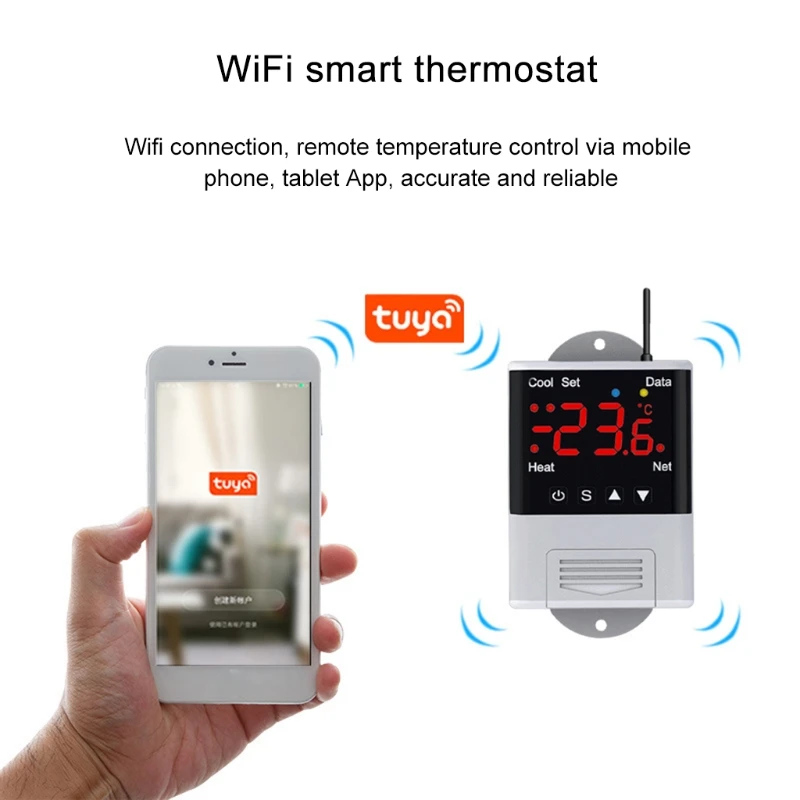 

WIFI Thermostat Digital Temperature Controller 110V-230VAC 10A Phone APP Remote Control Waterproof DS18B20 Sensor for