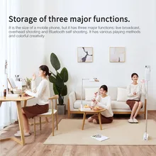 Portable Phone Holder Stand With Wireless Dimmable LED Selfie Fill Light Lamp For Live Video Fill Light Retractable Phone Stand