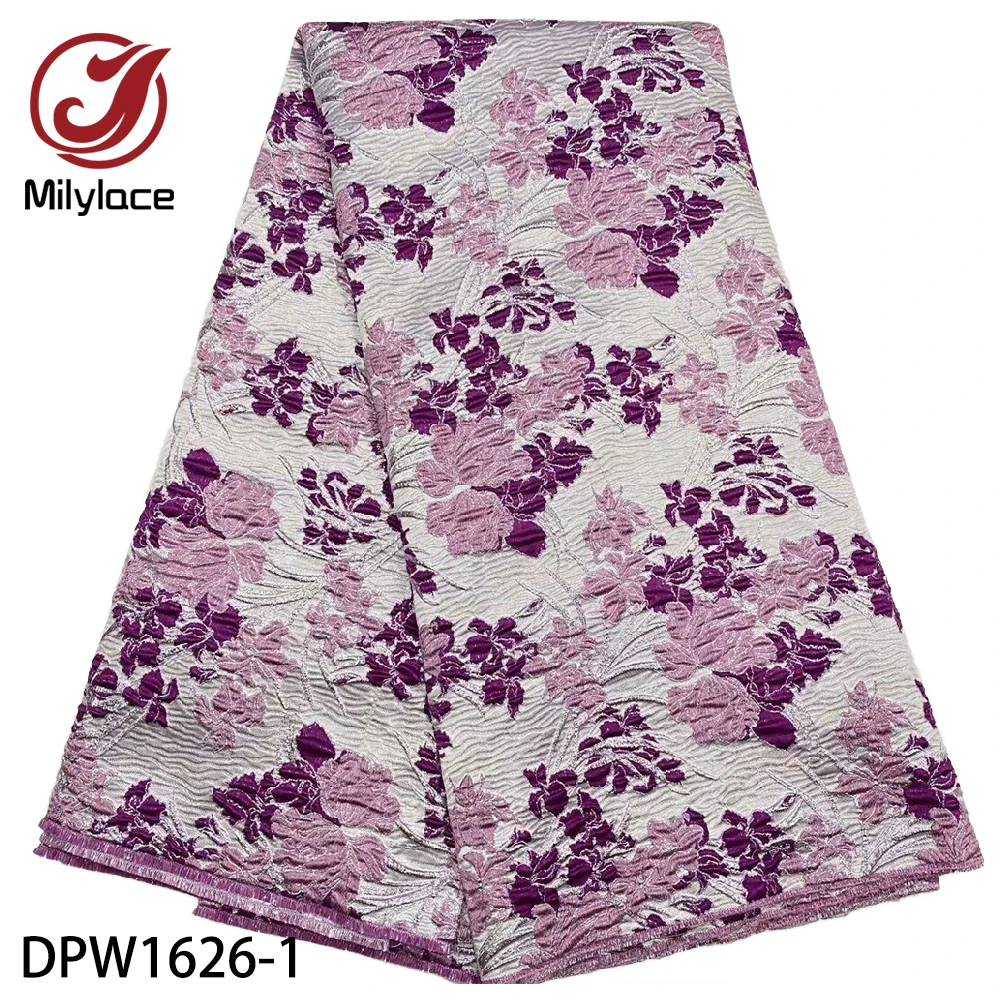 

2020 African Jacquard Fabric High Quality Nigerian French Tulle Lace Brocade Lace Fabric for Wedding Party Dress DPW1626