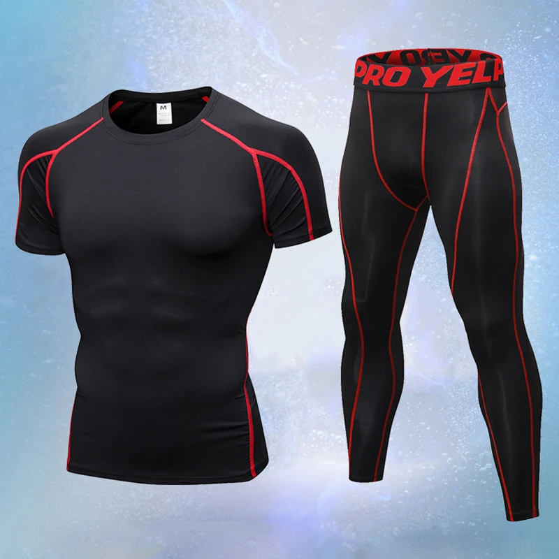2 шт. компрессионный Быстросохнущий облегающий спортивный костюм мужской