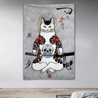 japanese style decorative tapestry wall hanging fabric cartoon cat home dormitory background cloth hippe flannel blanket carpets