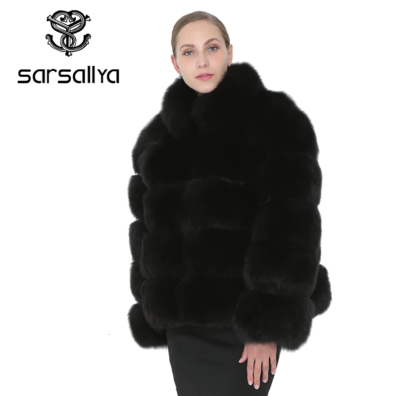 SARSALLYA Для женщин зимнее пальто натуральным лисьим мехом модная куртка женская