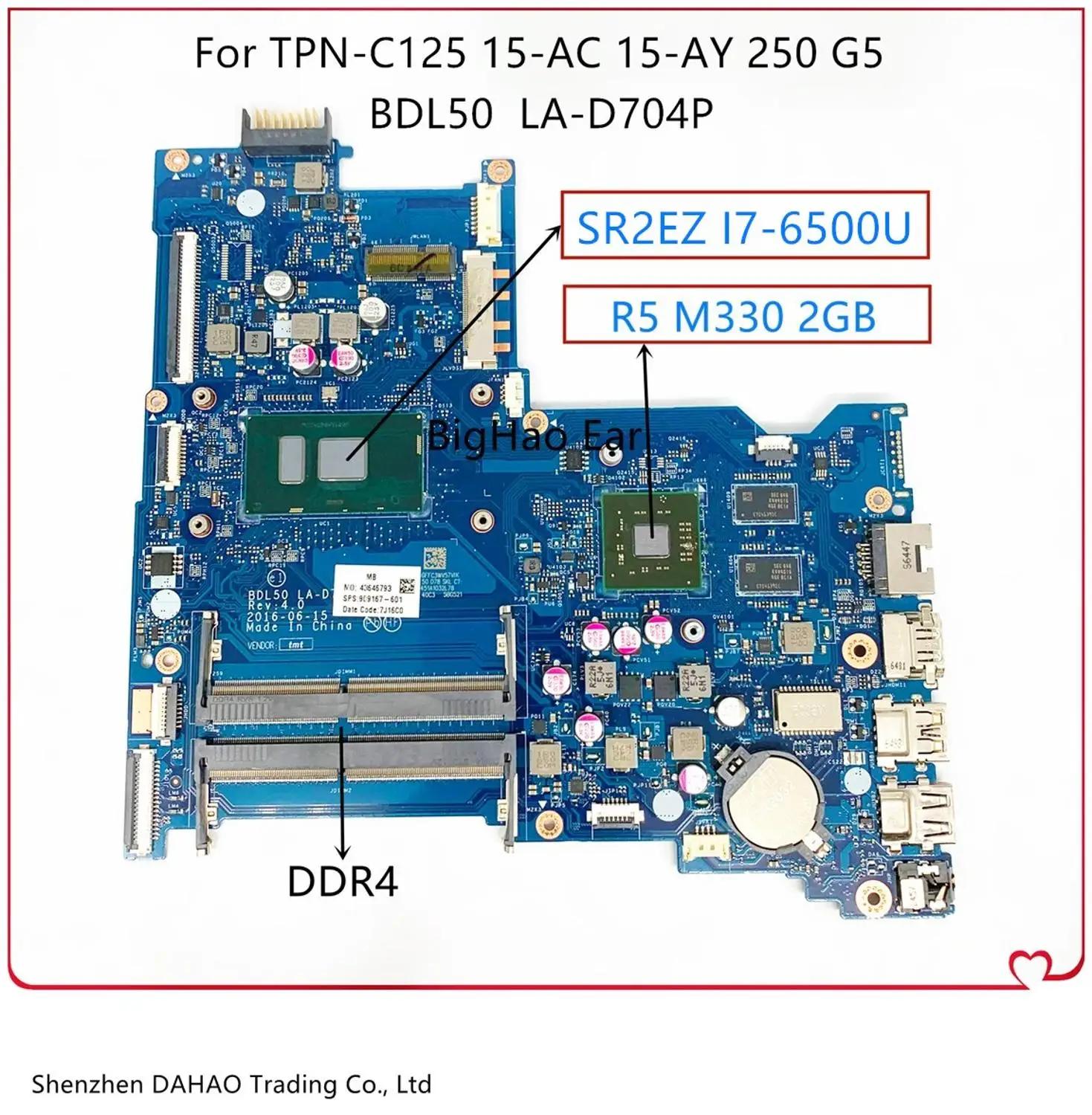 858868-601 858868-501 Материнская плата для HP 15-AY 15-AC 250 G5 материнская ноутбука BDL50 LA-D704P с