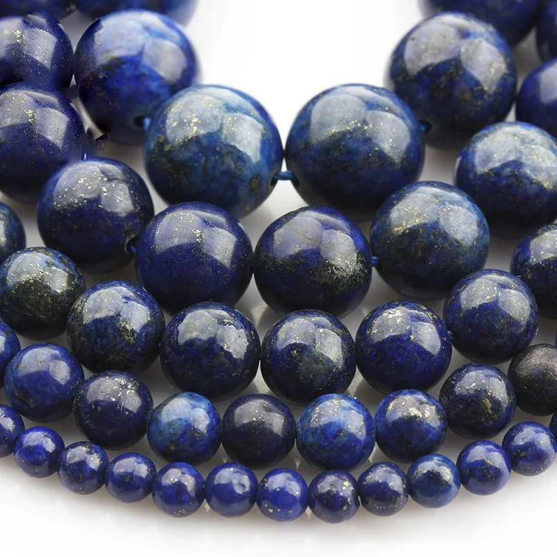 

15"(38cm) Strand Round Natural Lapis Lazuli Stone Rocks 4mm 6mm 8mm 10mm 12mm Beads for Jewelry Making DIY Bracelet Findings