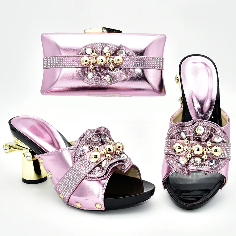 Розовые африканские подходящие туфли и сумки итальянские женские нигерийские