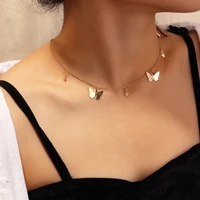 bohemian cute butterfly choker necklace for women gold silver color clavicle necklaces chain 2020 fashion female chocker jewelry