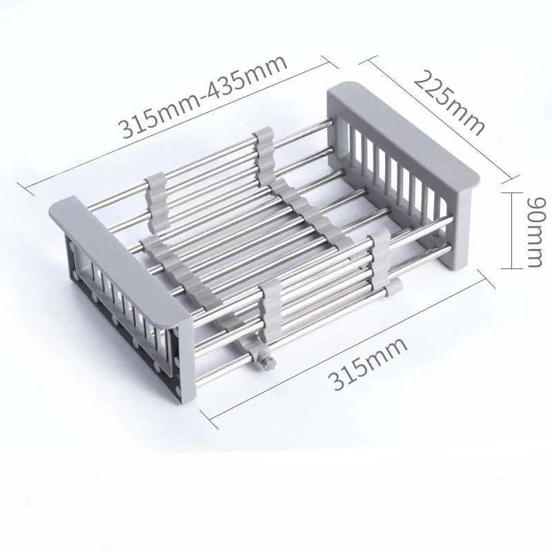 

Stainless Steel Drying Dish Rack, Telescopic Drain Basket with Adjustable Armrest, Used for Kitchen Sink Items Storage and Dryin