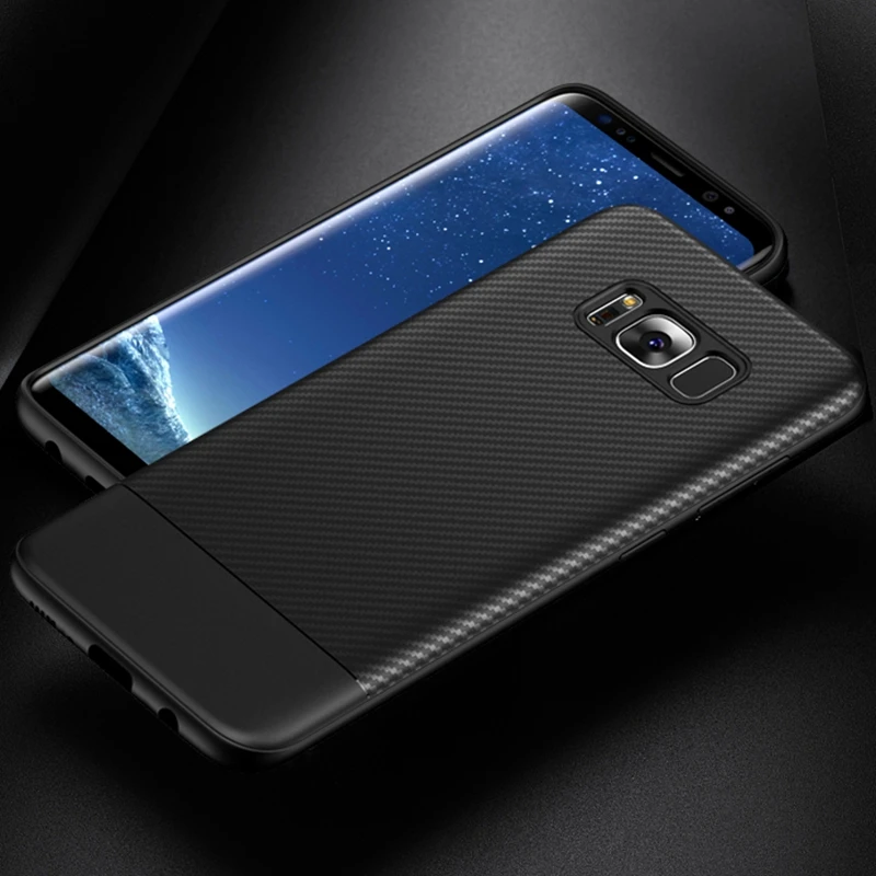 Чехол для Samsung Galaxy S8 S10 Plus Note9 Мягкий силиконовый чехол из углеродного волокна S8plus