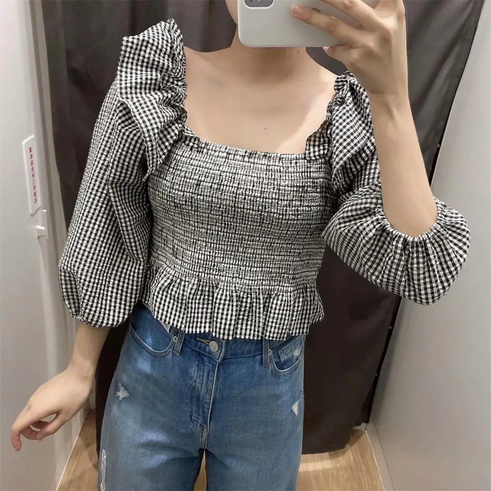 Осенняя Европейская и американская Женская универсальная короткая рубашка в