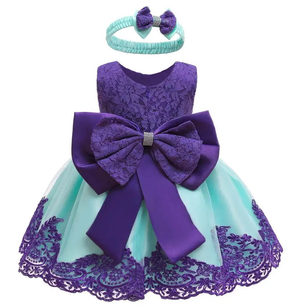 Purple Зимнее платье на крестины для новорожденных; Рождественская Одежда для маленьких девочек; свадебное платье принцессы; 1 год; платье для дня рождения; платье для девочек - Цвет: Purple