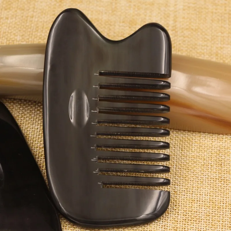 massage comb Hairbrush Combs For Girl Natural Anti Static Buffalo Horn Art Comb Hair Care Gua Sha Massage Brush Wide